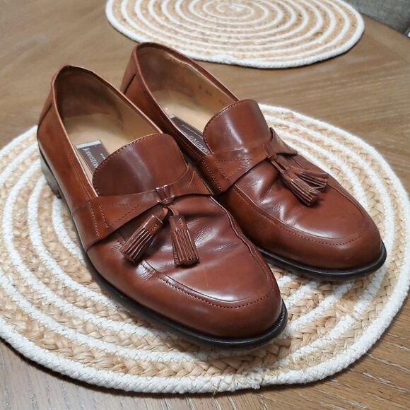 Johnston & Murphy Cellini Tan Calfskin Loafers Italian, Size 11M - Picture 1 of 10